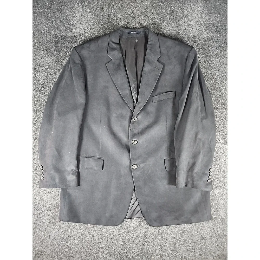 VTG Chaps Ralph Lauren Men's Velvet 3-Button Blazer Black 46R Sport‎ Coat Jacket